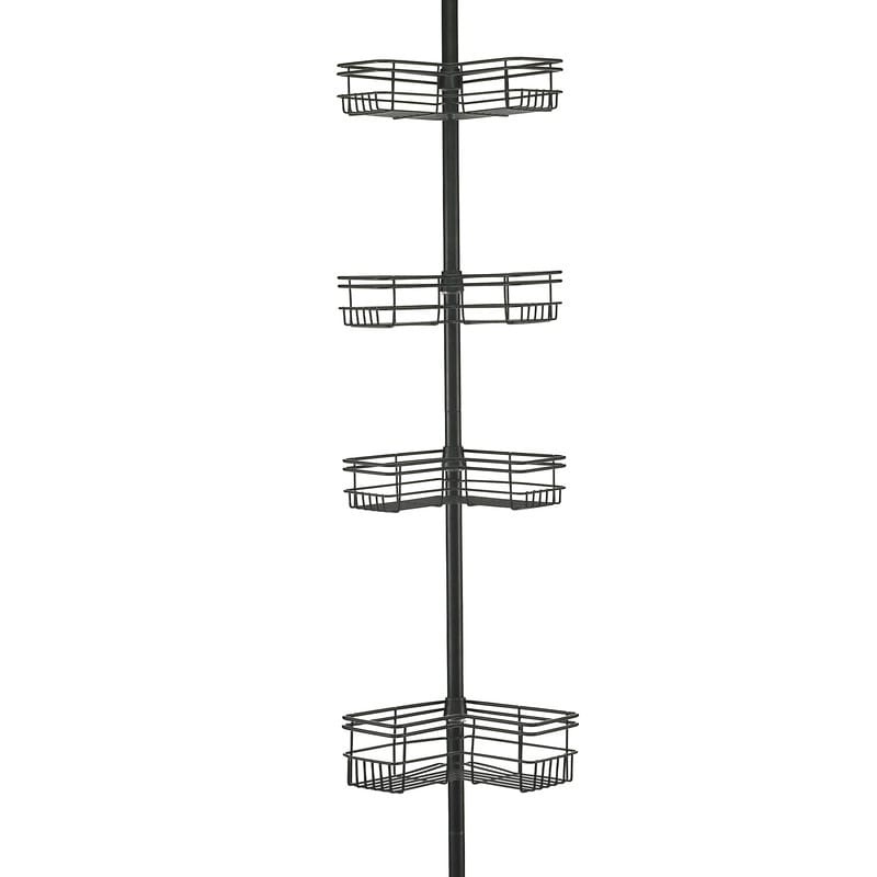 Utopia Alley Rust-Resistant Shower Tension Pole Caddy, 4 Deep Shelves
