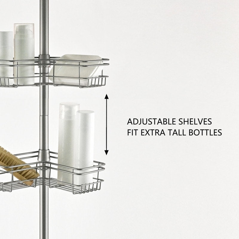 Utopia Alley Rust-Resistant Shower Tension Pole Caddy, 4 Deep Shelves
