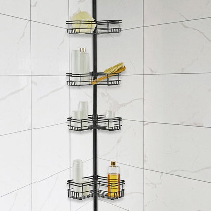 Utopia Alley Rust-Resistant Shower Tension Pole Caddy, 4 Deep Shelves
