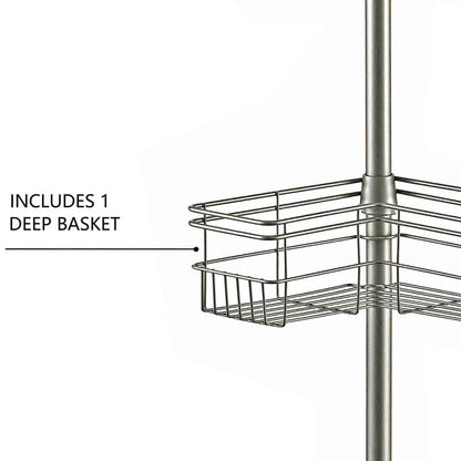 Utopia Alley Rust-Resistant Shower Tension Pole Caddy, 4 Deep Shelves