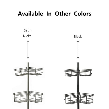 Utopia Alley Rust-Resistant Shower Tension Pole Caddy, 4 Deep Shelves
