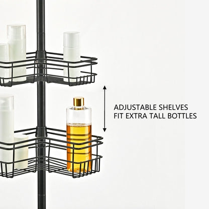 Utopia Alley Rust-Resistant Shower Tension Pole Caddy, 4 Deep Shelves