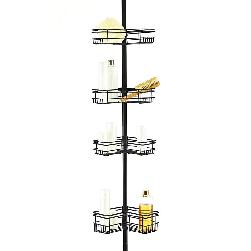 Utopia Alley Rust-Resistant Shower Tension Pole Caddy, 4 Deep Shelves