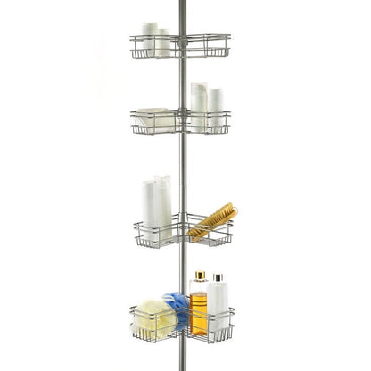 Utopia Alley Rust-Resistant Shower Tension Pole Caddy, 4 Deep Shelves
