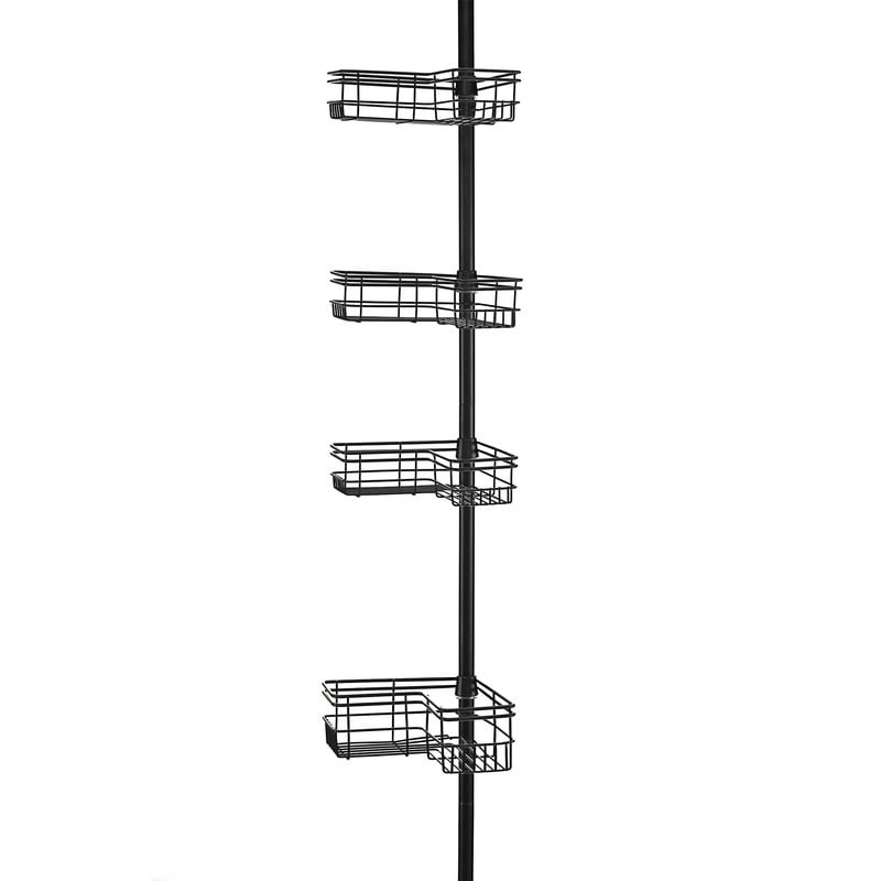 Utopia Alley Rust-Resistant Shower Tension Pole Caddy, 4 Deep Shelves