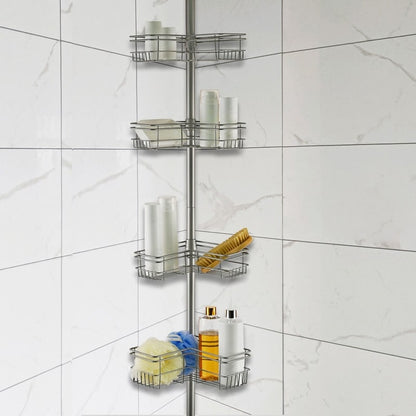 Utopia Alley Rust-Resistant Shower Tension Pole Caddy, 4 Deep Shelves