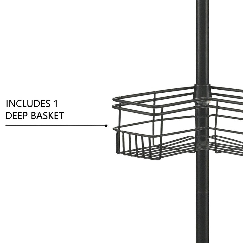 Utopia Alley Rust-Resistant Shower Tension Pole Caddy, 4 Deep Shelves