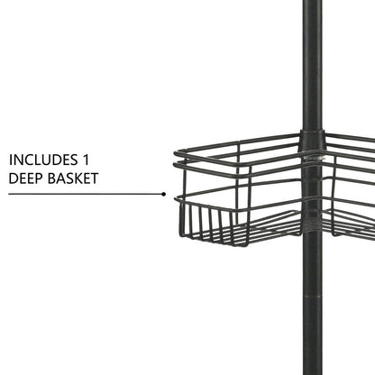 Utopia Alley Rust-Resistant Shower Tension Pole Caddy, 4 Deep Shelves