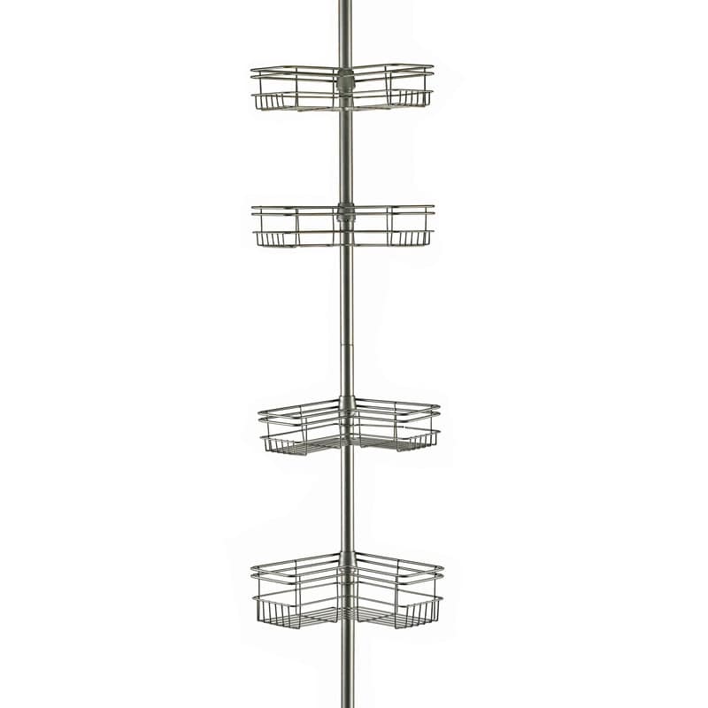 Utopia Alley Rust-Resistant Shower Tension Pole Caddy, 4 Deep Shelves
