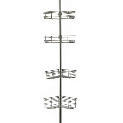 Utopia Alley Rust-Resistant Shower Tension Pole Caddy, 4 Deep Shelves