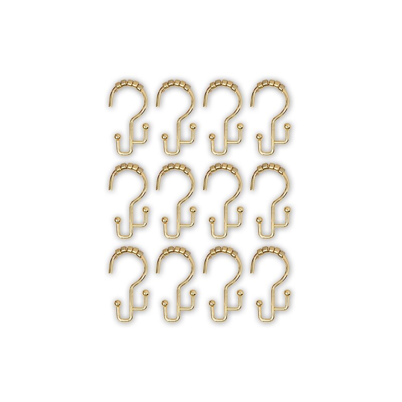 Utopia Alley Shower Hooks - Double Shower Curtain Rings for Bathroom - Rust Resistant Shower Curtain Hooks - Set of 12, Gold