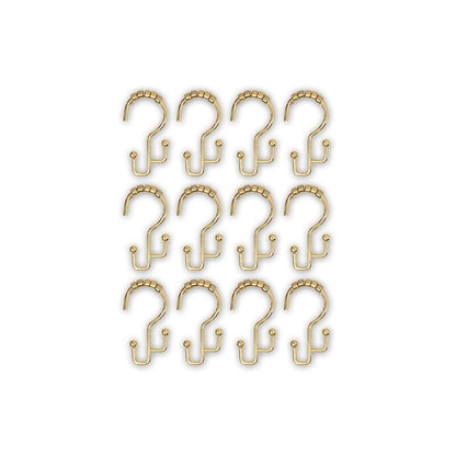 Utopia Alley Shower Hooks - Double Shower Curtain Rings for Bathroom - Rust Resistant Shower Curtain Hooks - Set of 12, Gold