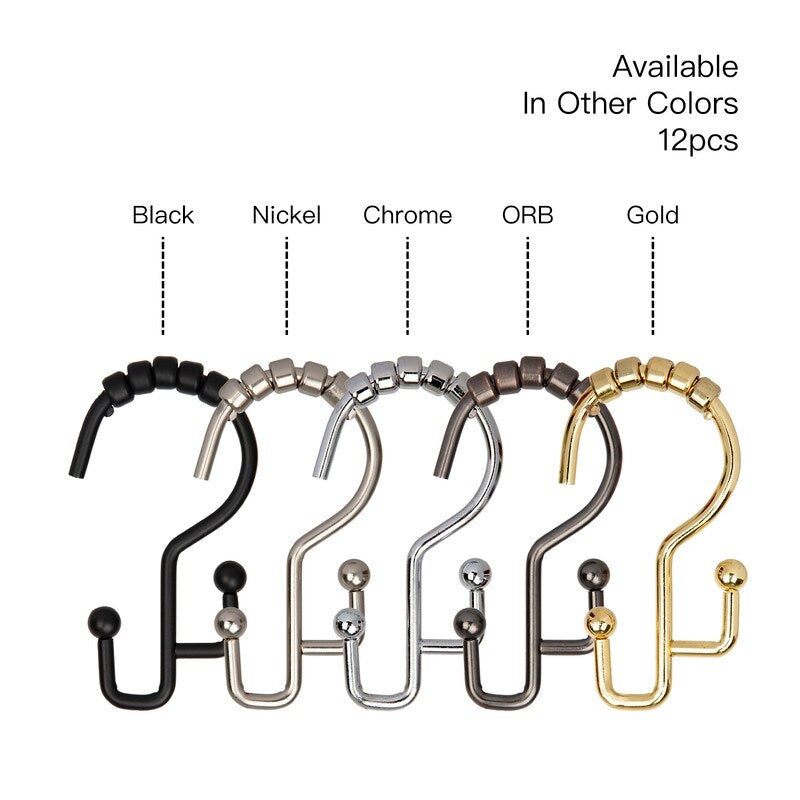 Utopia Alley Shower Hooks - Double Shower Curtain Rings for Bathroom - Rust Resistant Shower Curtain Hooks - Set of 12, Gold