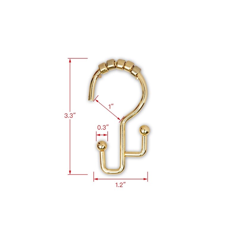 Utopia Alley Shower Hooks - Double Shower Curtain Rings for Bathroom - Rust Resistant Shower Curtain Hooks - Set of 12, Gold