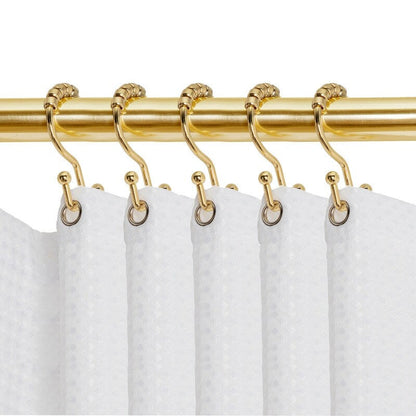 Utopia Alley Shower Hooks - Double Shower Curtain Rings for Bathroom - Rust Resistant Shower Curtain Hooks - Set of 12, Gold