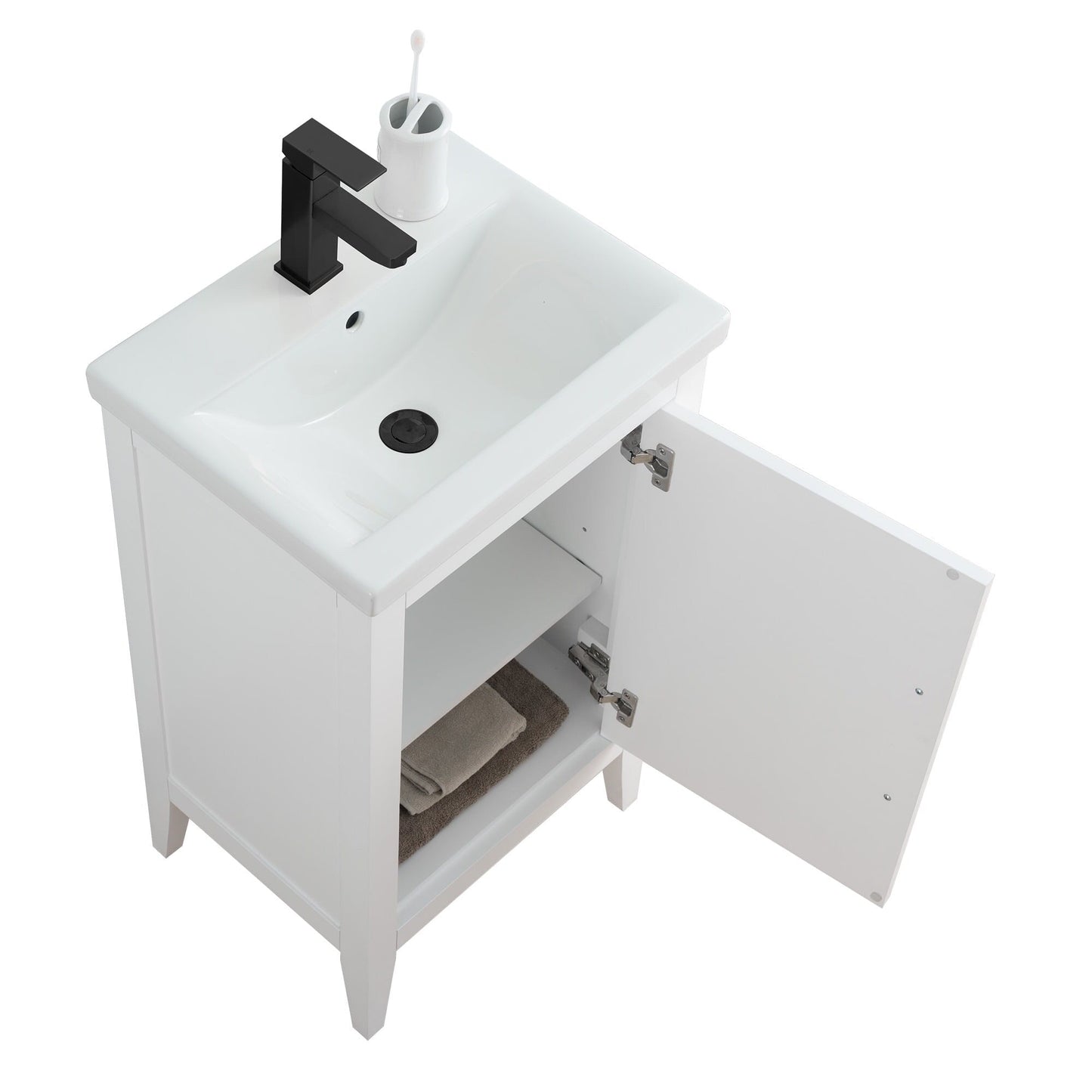 Vanity Art 20 or 24 or 30 Single Sink Bathroom Vanity Cabinet with Ceramic Top