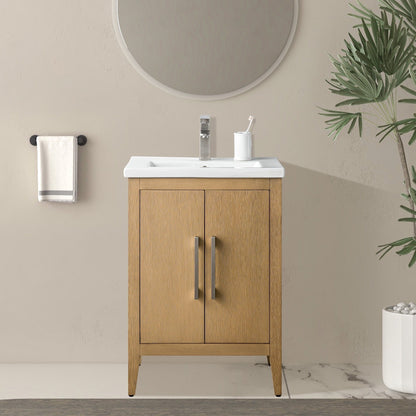 Vanity Art 20 or 24 or 30 Single Sink Bathroom Vanity Cabinet with Ceramic Top