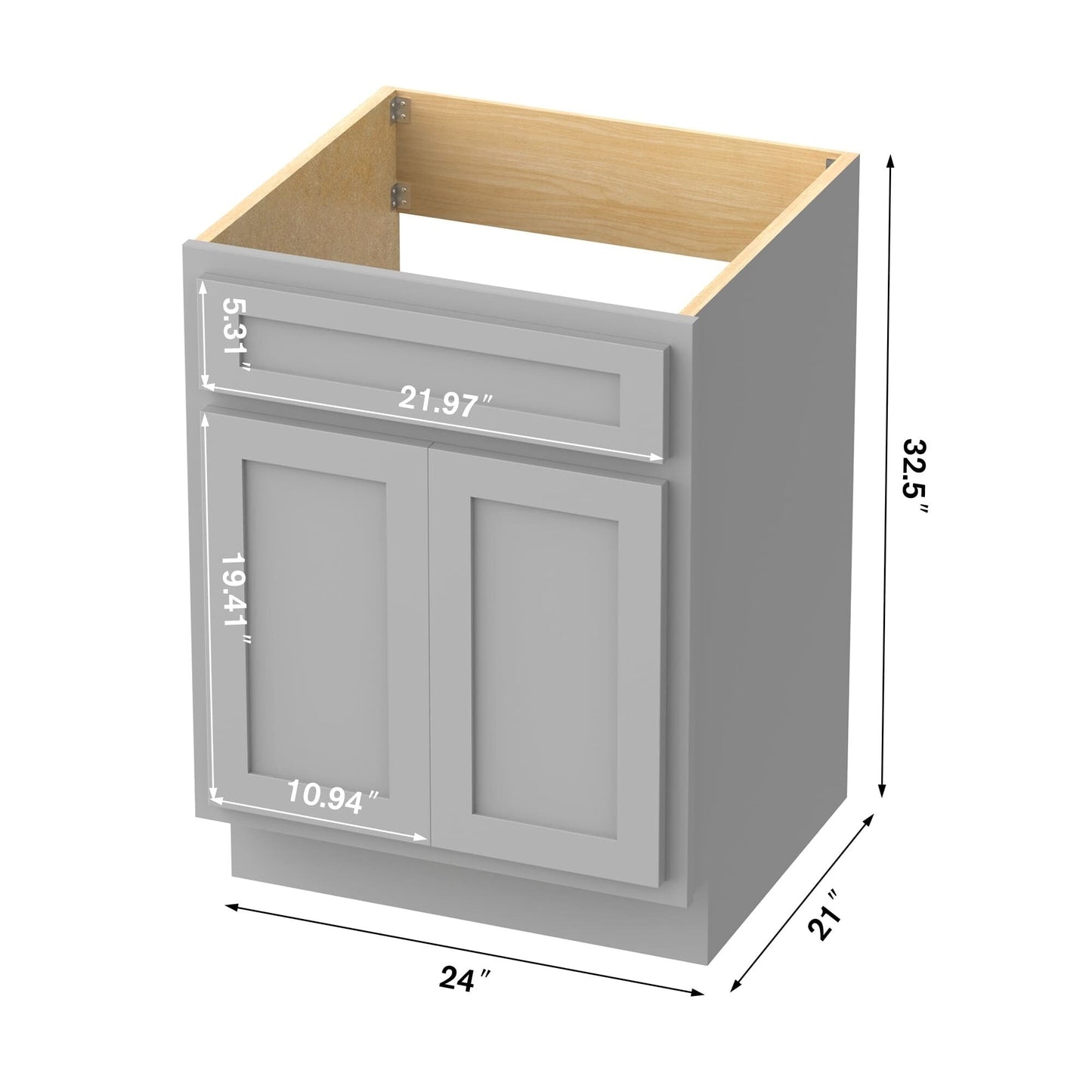 Vanity Art 24-inch Solid Wood Single Sink Bathroom Vanity Cabinet