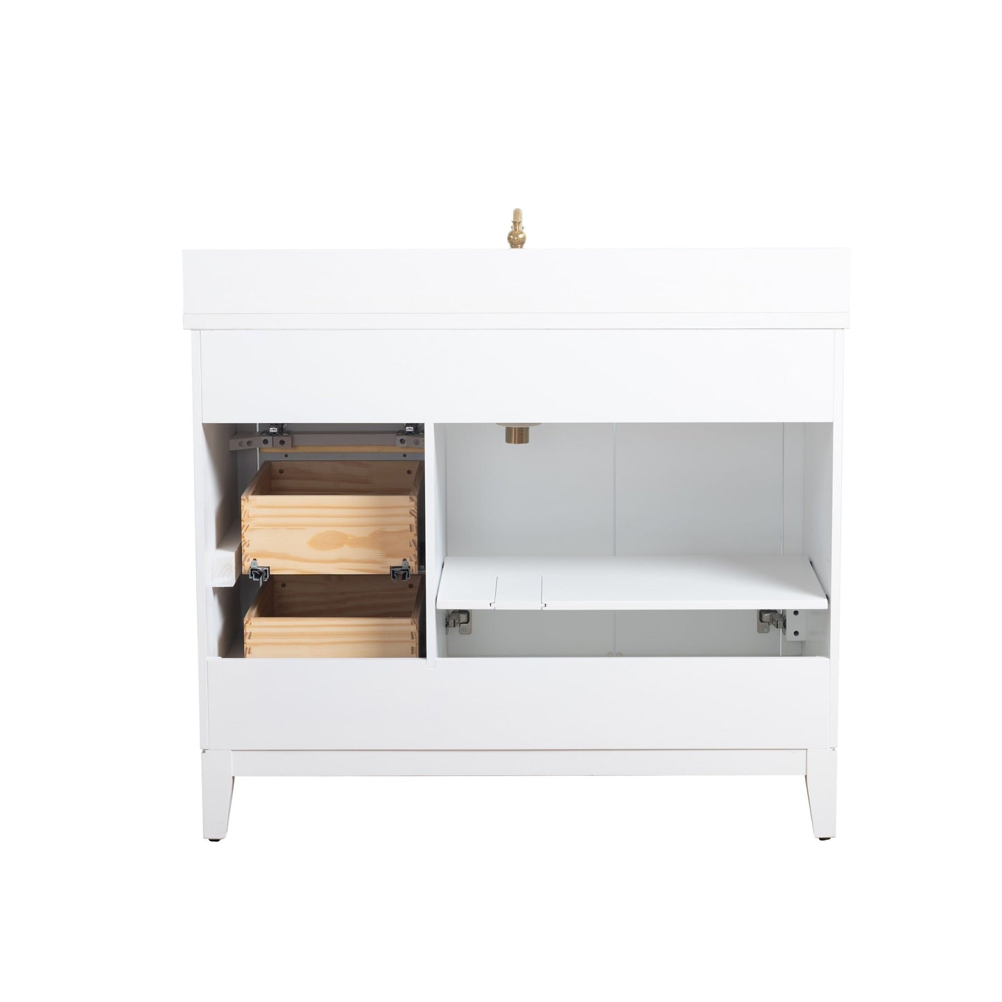 Vanity Art Bathroom Vanity with Ceramic Sink and Engineered Marble Top