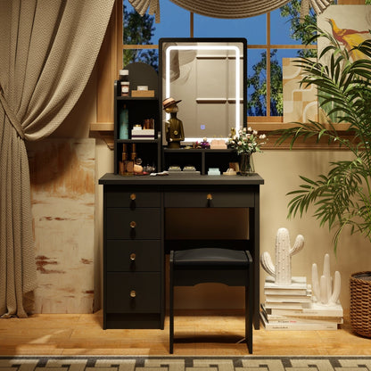 Vanity Set With Mirror and Lamp Home Makeup Dressing Table with Stool