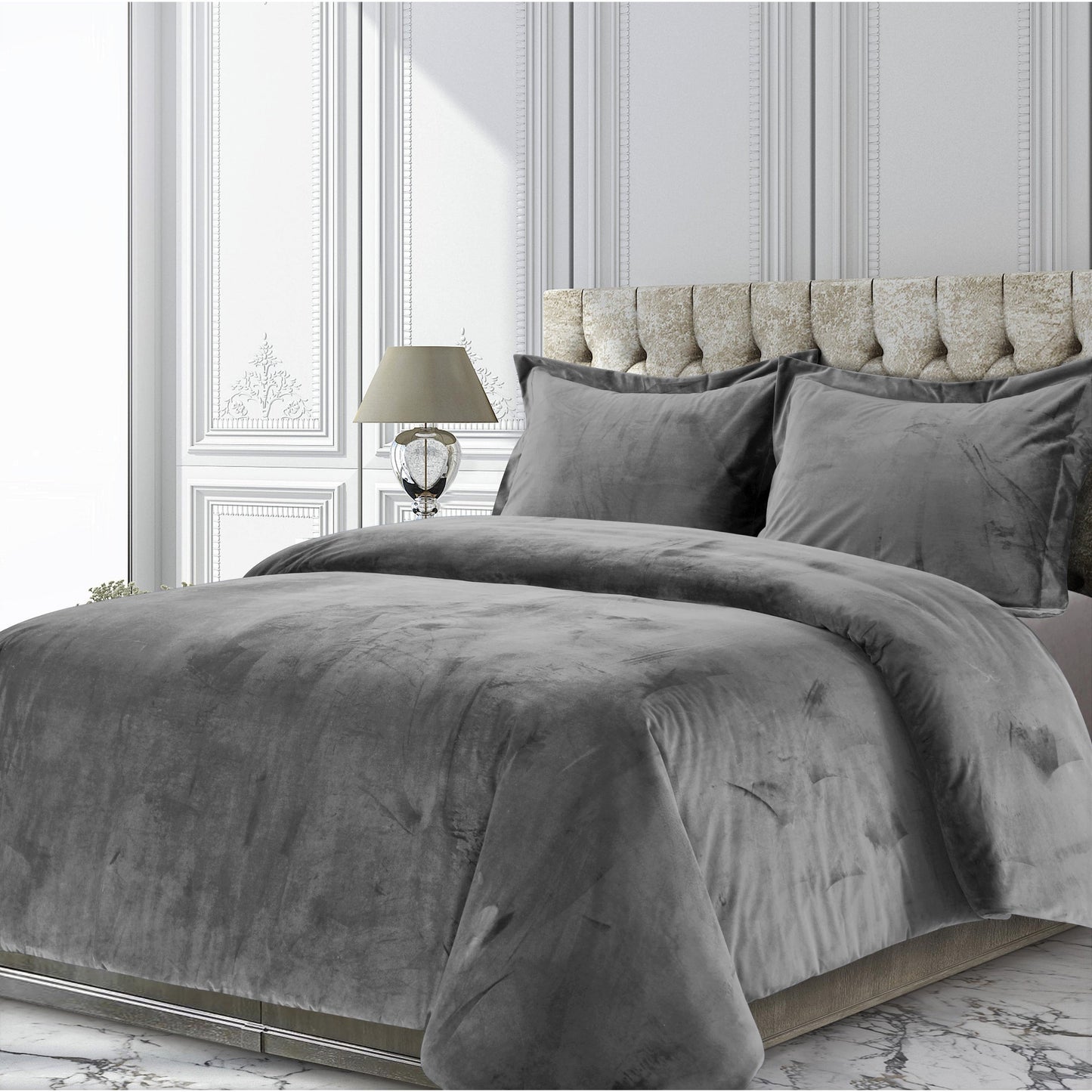 Venice Velvet Oversized Solid Duvet Cover Set