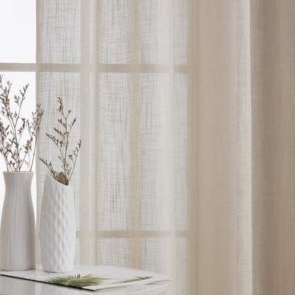 HLC.me Abbey Faux Linen Textured Semi Sheer Grommet Curtain Tiers Valance Small Windows, Bedroom & Bathroom