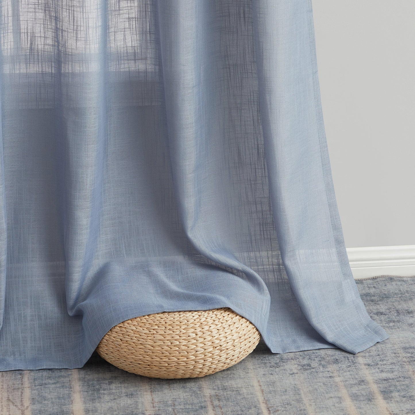 HLC.me Abbey Faux Linen Textured Semi Sheer Privacy Light Filtering Transparent Window Grommet Curtain Panels, Pair