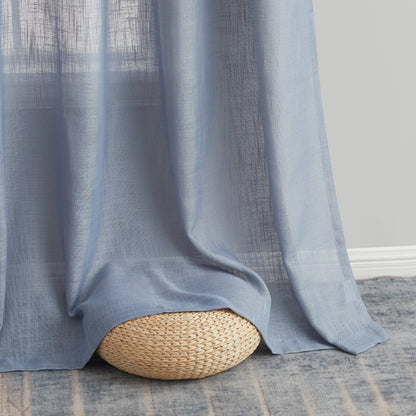 HLC.me Abbey Faux Linen Textured Semi Sheer Privacy Light Filtering Transparent Window Grommet Curtain Panels, Pair