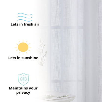 HLC.me Abbey Faux Linen Textured Semi Sheer Privacy Light Filtering Transparent Window Grommet Curtain Panels, Pair