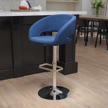 Modern Upholstered Adjustable-Height Barstool with Rounded Back