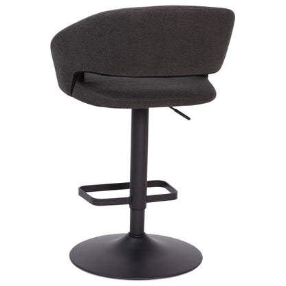 Modern Upholstered Adjustable-Height Barstool with Rounded Back