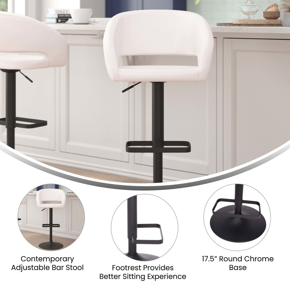 Modern Upholstered Adjustable-Height Barstool with Rounded Back