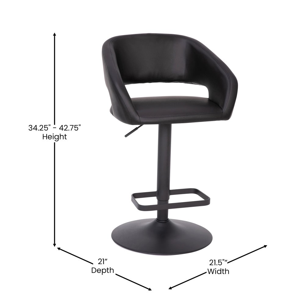 Modern Upholstered Adjustable-Height Barstool with Rounded Back