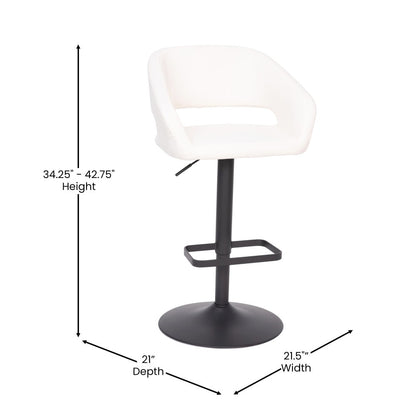 Modern Upholstered Adjustable-Height Barstool with Rounded Back