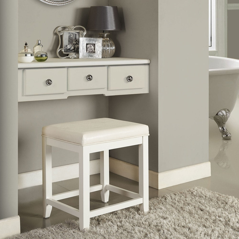 Crosley Vista Vanity Stool in White - 17.5 W x 15.75 D x 19.25 H