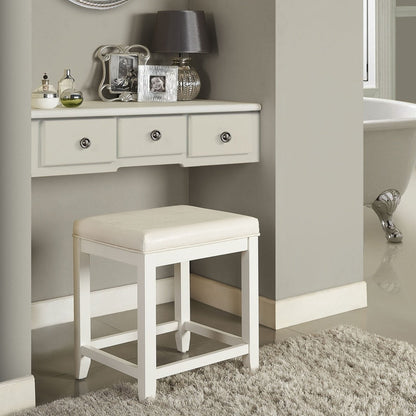 Crosley Vista Vanity Stool in White - 17.5 W x 15.75 D x 19.25 H