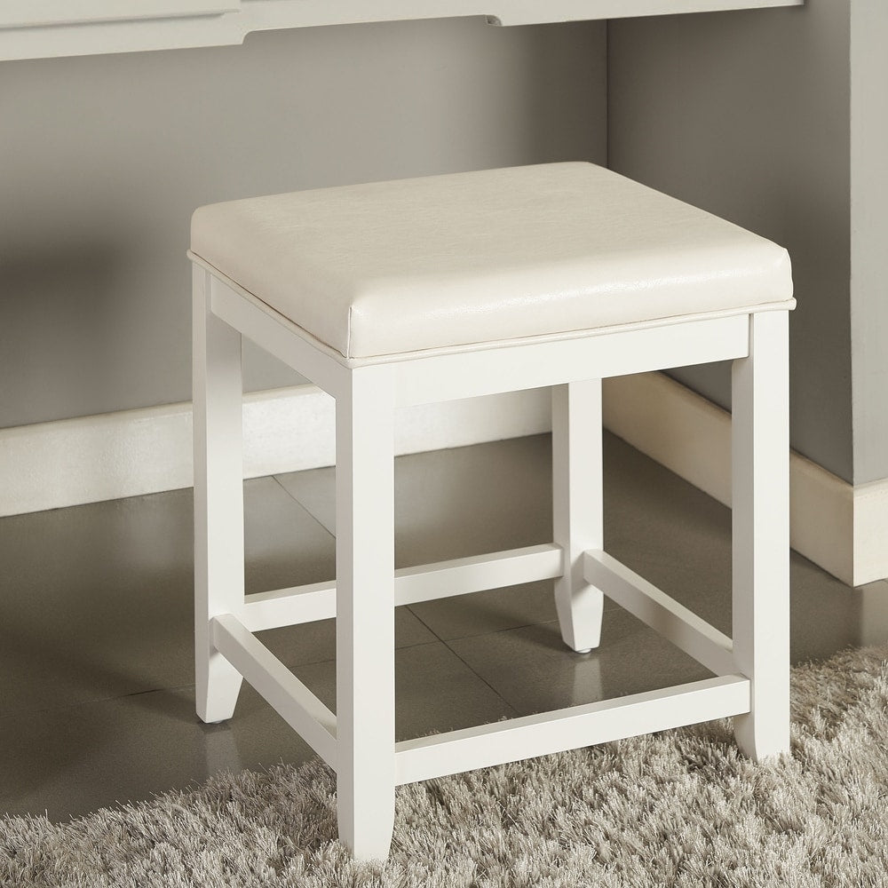 Crosley Vista Vanity Stool in White - 17.5 W x 15.75 D x 19.25 H