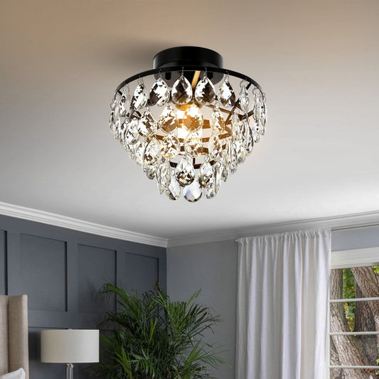 WINGBO Small Crystal Ceiling Light Fixture Mini Semi Flush Mount... - N/A