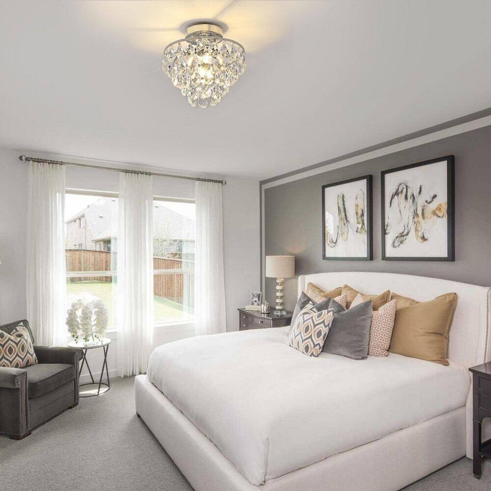 WINGBO Small Crystal Ceiling Light Fixture Mini Semi Flush Mount... - N/A