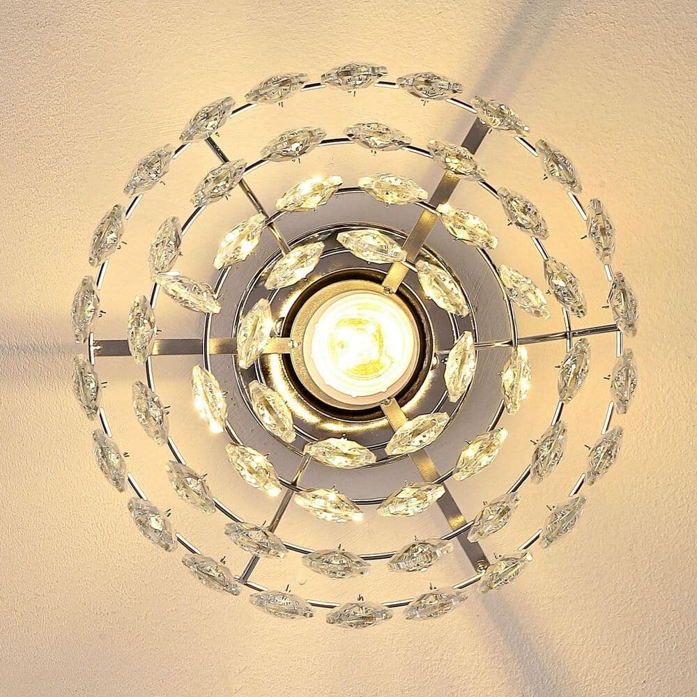 WINGBO Small Crystal Ceiling Light Fixture Mini Semi Flush Mount... - N/A
