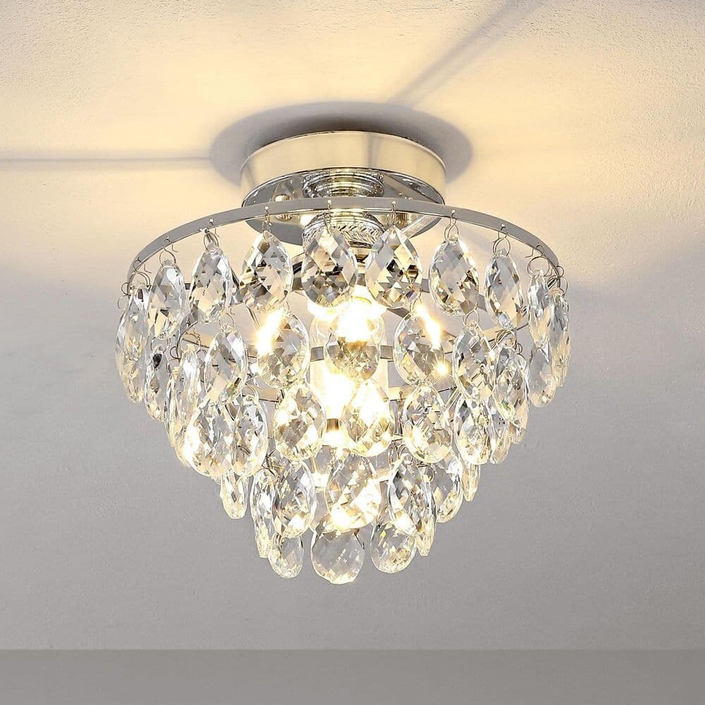 WINGBO Small Crystal Ceiling Light Fixture Mini Semi Flush Mount... - N/A