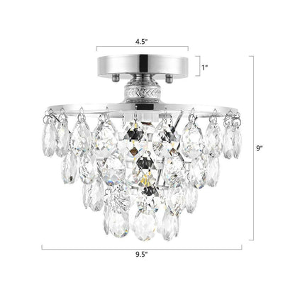 WINGBO Small Crystal Ceiling Light Fixture Mini Semi Flush Mount... - N/A