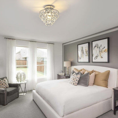 WINGBO Small Crystal Ceiling Light Fixture Mini Semi Flush Mount... - N/A