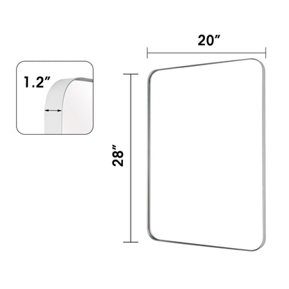 Wall Mirror Vanity Mirror Bathroom Mirror with Round Corner (1 Piece)