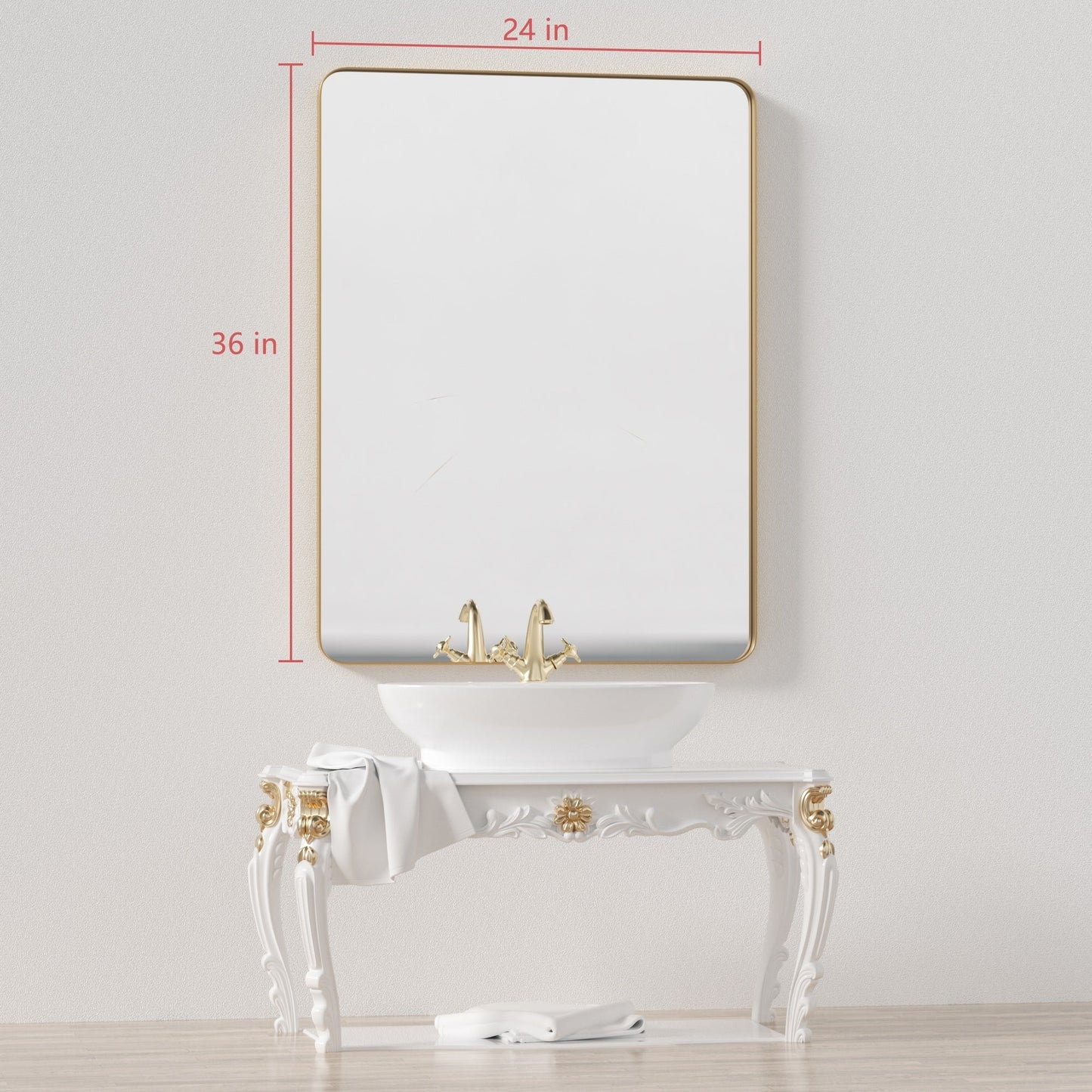 Wall Mirror Vanity Mirror Bathroom Mirror with Round Corner (1 Piece)