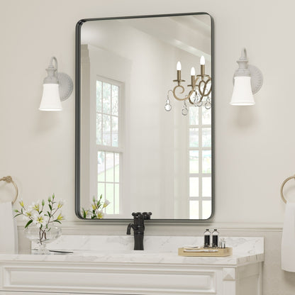 Wall Mirror Vanity Mirror Bathroom Mirror with Round Corner (1 Piece)