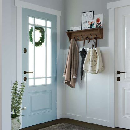 Wallniture Mante Key Holder for Wall, Decorative Mail Holder with Shelf, Large Coat Hooks, Wood Wall Key Hanger