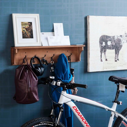 Wallniture Mante Key Holder for Wall, Decorative Mail Holder with Shelf, Large Coat Hooks, Wood Wall Key Hanger