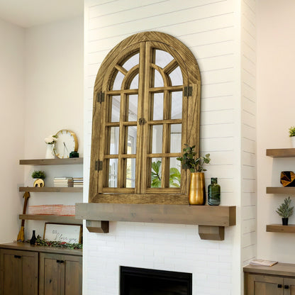 Farmhouse Windowpane Arched Wall Mirror
