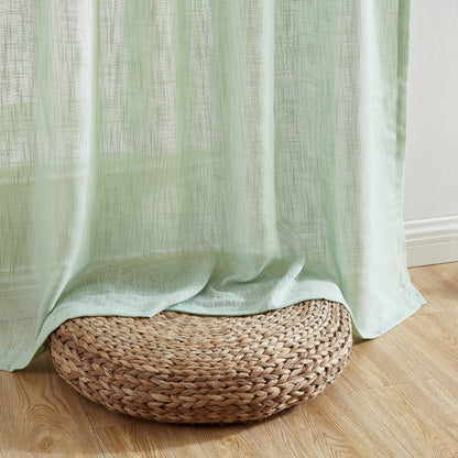 HLC.me Linda Faux Linen Textured Semi Sheer Privacy Sun Light Filtering Window Rod Pocket Curtains Panels, 2 Panel